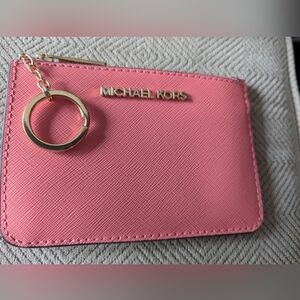 Michael Kors Pink Card Case Key Ring Wallet
